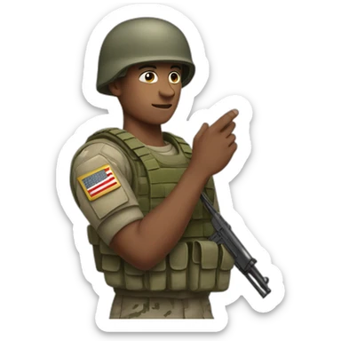 soldier with the letter v on his hand sticker