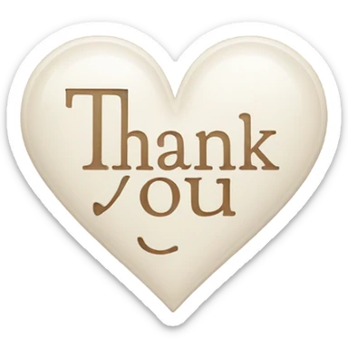 Thank you in a heart sticker