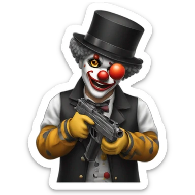 Clown gangster with gun sticker