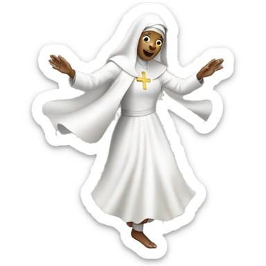 white Nun dancing  sticker