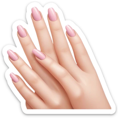 "Close-up of a delicate hand with soft pink or nude nail polish, slightly curved fingers, elegant and feminine style, subtle shine on nails." sticker
