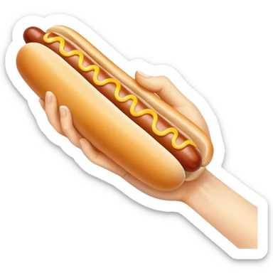 hand firmly grasping hot dog covered in milk sticker
