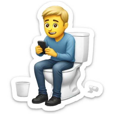 Guy sitting on toilet watching his phone  sticker