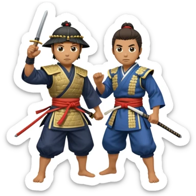 japan samurai fighting with a opther human sticker
