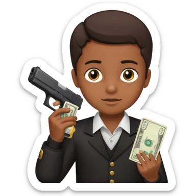A brown kid holding a black glock 19 and cash sticker