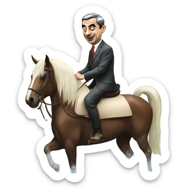 Mr bean on a horse in a pool  sticker