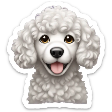 black and white curly haired puppy sticker