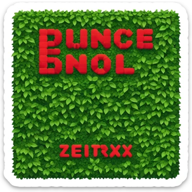 Text ZETRIX. Red text. Pixel. The lyrics are enveloped in greenery.  sticker