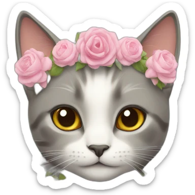 Cat with tiara of flowers  sticker