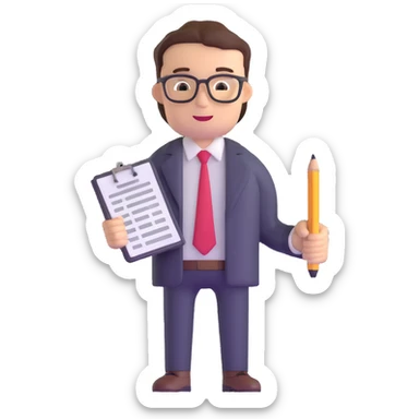 accountant with ledger and pencil sticker