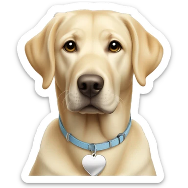 blonde Labrador  with a silver heart-shaped tag on its collar sticker