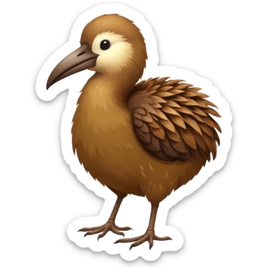 New Zeland kiwi bird on two feet with a long beak and round shape sticker