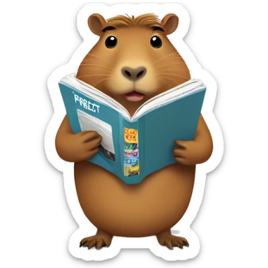 A capybara reading a magazine that says perfect on it  sticker