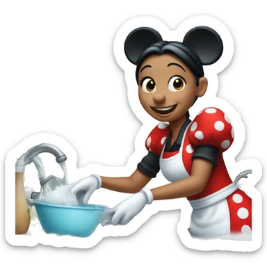 Minnie mouse washing dishes  sticker