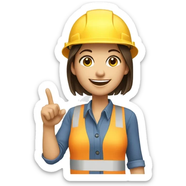 brunette civil engineer smiling and pointing finger sticker