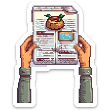 hands holding a newspaper sticker