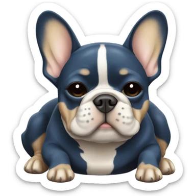 dark blue and tan french bulldog sleeping  sticker