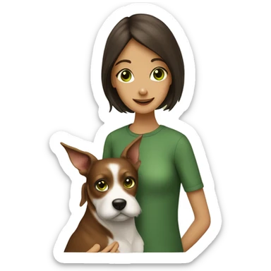 Mini Pincher colour Braun, with brunette girl, green eyes why hug the dog sticker