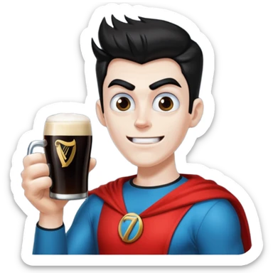 A freakazoid holding a guiness sticker