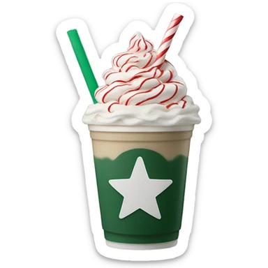 Peppermint Starbucks Frappuccino with one straw sticker
