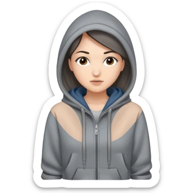 Sasha Gray in big gray hoodie full height sticker