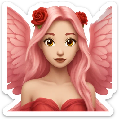 big wings, rose, Beautiful, fairy, red, long hair sticker