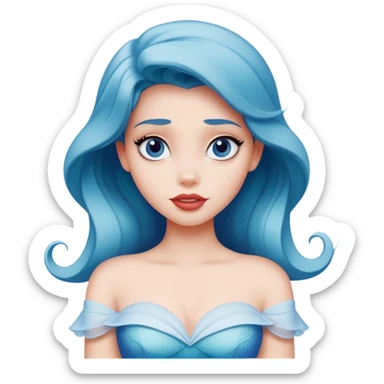 Disney human Ariel in white and blue outfit, exploring with curious expression sticker