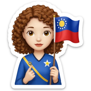 white curly brown hair girl pinoy flag sticker