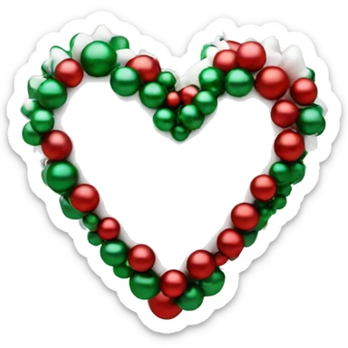 A white heart with red and green Christmas decorations sticker