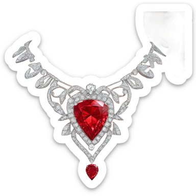 beautiful necklace with red diamond sticker
