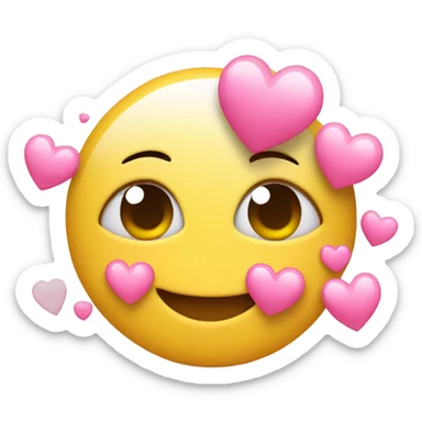 Blushing smiley with pink hearts  sticker