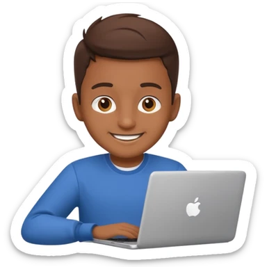 software engineer, casual wear, slightly brown skinned, with a laptop sticker