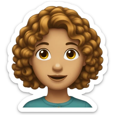 fille cheveux ondulés bruns sticker