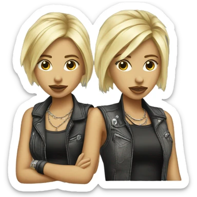 Two punks rock blond girls techno  sticker