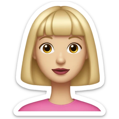 Blonde bangs bob pink lips caucasian sticker
