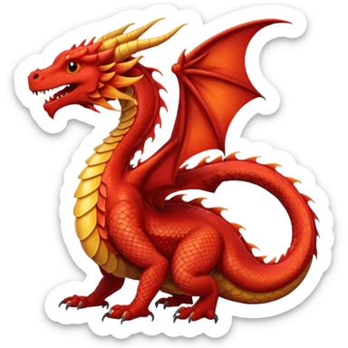 red western dragon breathing fire, curled tail sticker