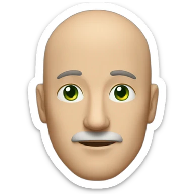 middle-aged man, no moustace, long nose, green eyes, balding, brown hair sticker