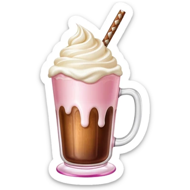 ultra realistic root beer float in pink mug sticker