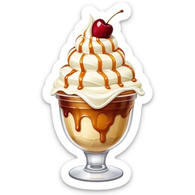 Sundae ice cream with caramel sauce sticker