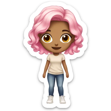  latina girl, full body, trendy hairstyle, pink to beige gradient hair, pretty girl sticker