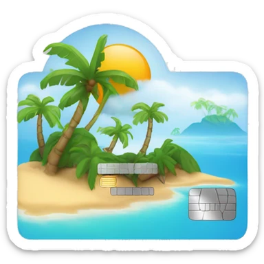 credit card with tropical island on it sticker