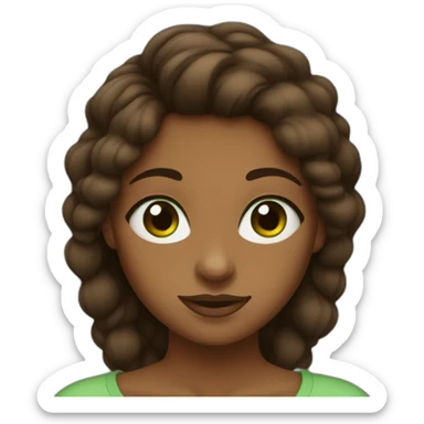 Brown Girl with Square classes Green eyes sticker