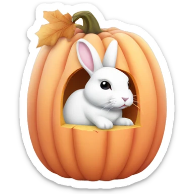 autumn cozy white rabbit in light pink pumpkin  sticker