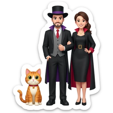 magician couple and their pet cat sticker