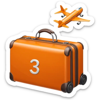 3D icon of a small calendar with a suitcase or airplane symbol, accented with #FF3D00, representing taking paid leave. Minimal and modern. sticker