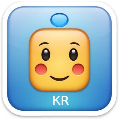 “I’d like to create an emoji similar to this one: a square blue background with the text ‘KR’ in white. Please keep the ‘KR’ lettering exactly the same and only apply it to a blue square emoji style.” sticker