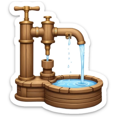 Ghibli style water pump with water pouring out of it sticker