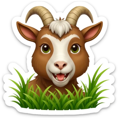 goat biting grass in his mouth sticker