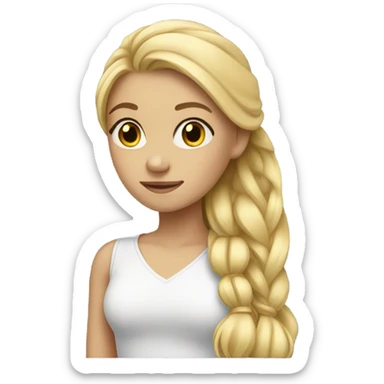 Blonde long side ponytail girl sticker