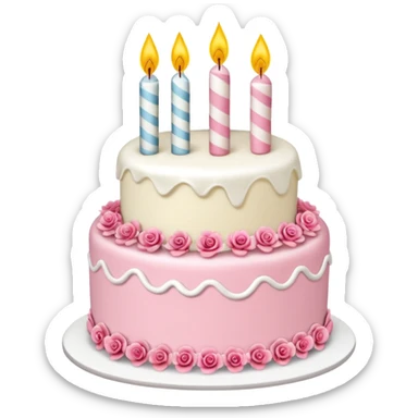 torta de cumpleaños rosa y blanca  linda  que tenga velitas sticker